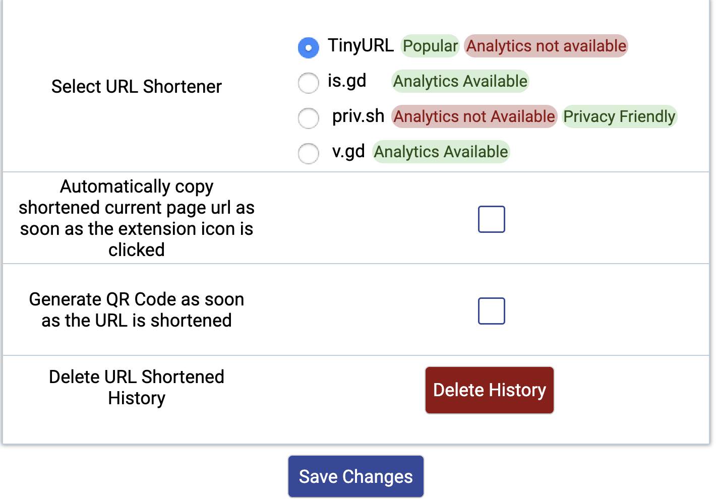 Settings Page